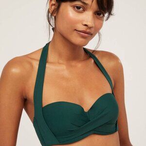 Oysho green swimsuit two piece bikini cross detail